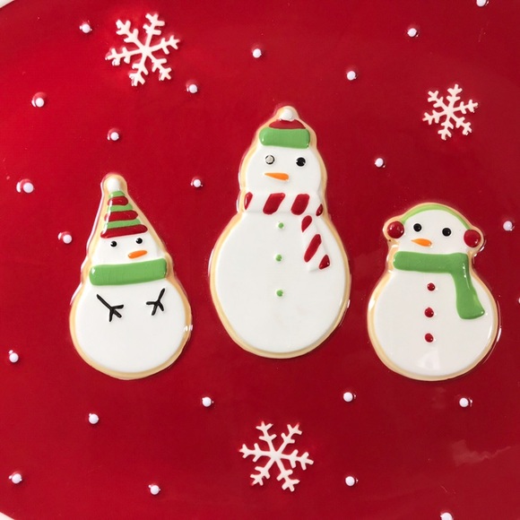 HALLMARK Snowmen & Snowflakes Oval 3D Christmas Cookie Serving Platter 15.5” - Picture 3 of 9